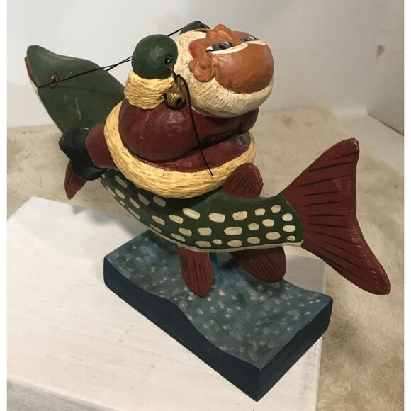 House Of Hatten Santa On Fish Figurine By Rodney Weeseberg 10" - Picture 3 of 10